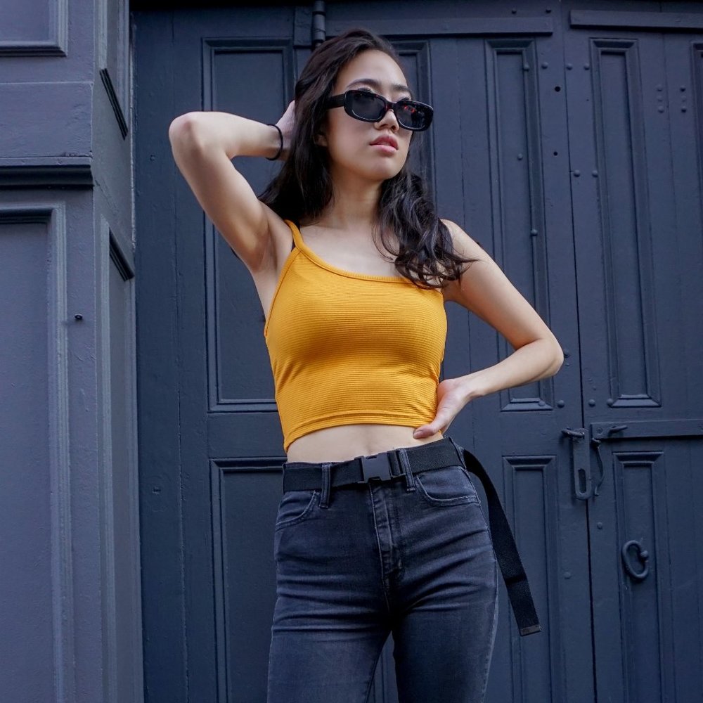 Wild Dreams One Shoulder Crop Top (Yellow)